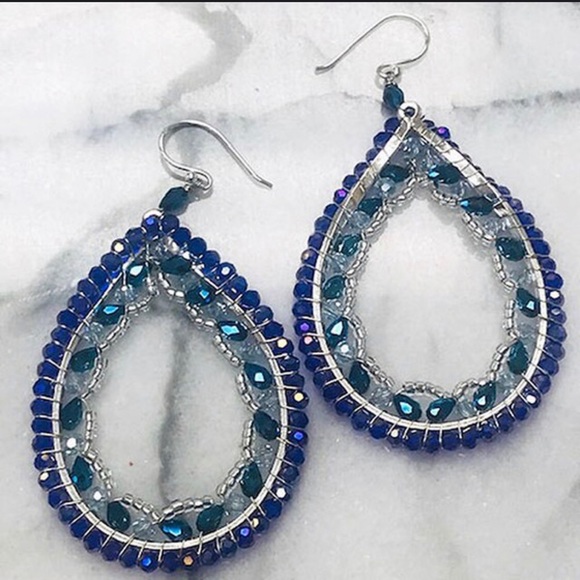 Handmade Exotic Jewel Teardrop Earrings,NWT - Picture 1 of 3